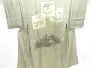 アンティーク　東海道五十三次模様男物長襦袢